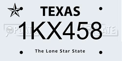1KX458 Texas License Plate