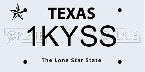 1KYSS Texas License Plate