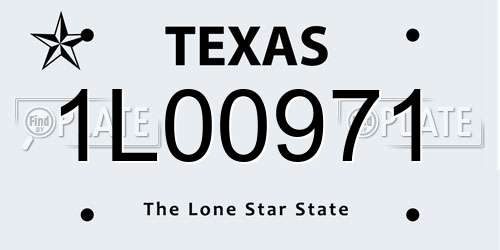 1L00971 Texas License Plate
