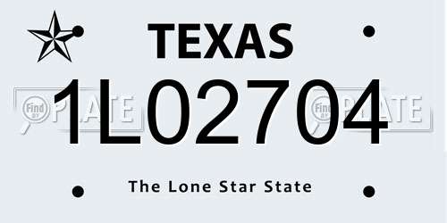 1L02704 Texas License Plate