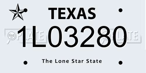1L03280 Texas License Plate