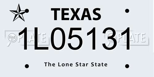1L05131 Texas License Plate