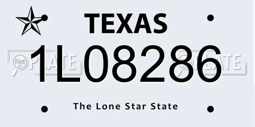 1L08286 Texas License Plate