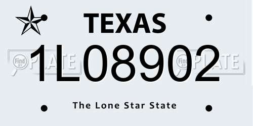 1L08902 Texas License Plate