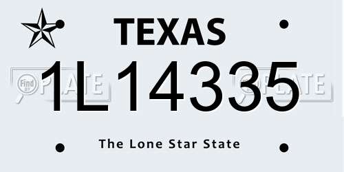 1L14335 Texas License Plate