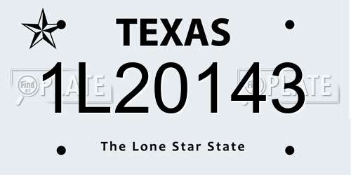 1L20143 Texas License Plate
