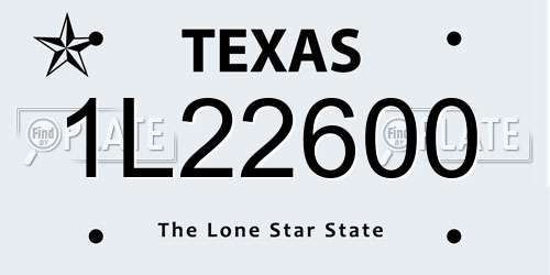 1L22600 Texas License Plate