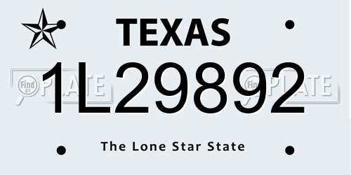 1L29892 Texas License Plate