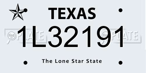 1L32191 Texas License Plate