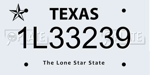 1L33239 Texas License Plate