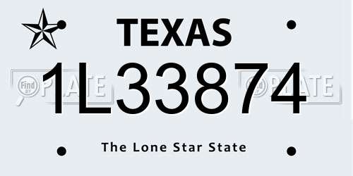 1L33874 Texas License Plate
