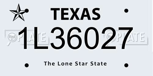 1L36027 Texas License Plate