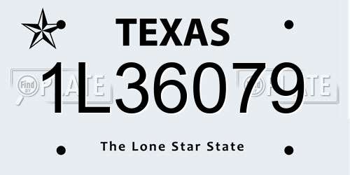 1L36079 Texas License Plate