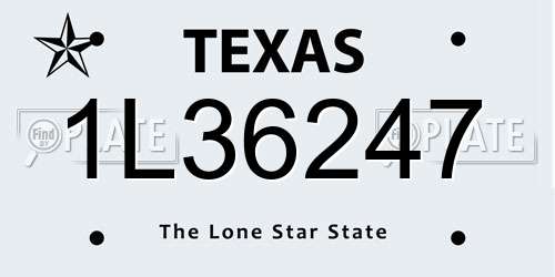 1L36247 Texas License Plate
