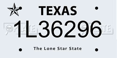 1L36296 Texas License Plate
