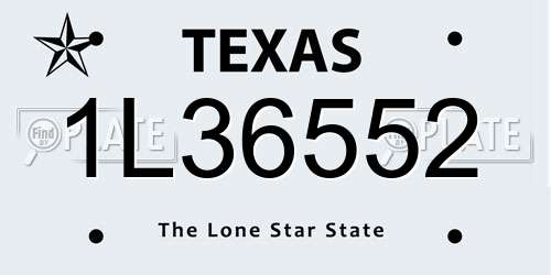 1L36552 Texas License Plate