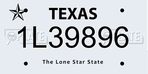 1L39896 Texas License Plate