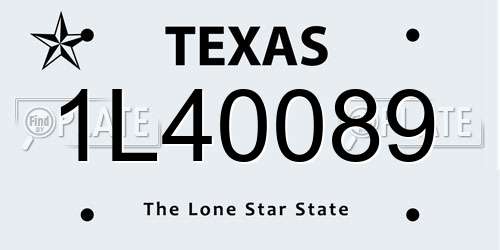 1L40089 Texas License Plate