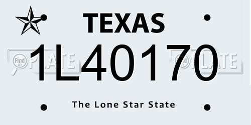 1L40170 Texas License Plate