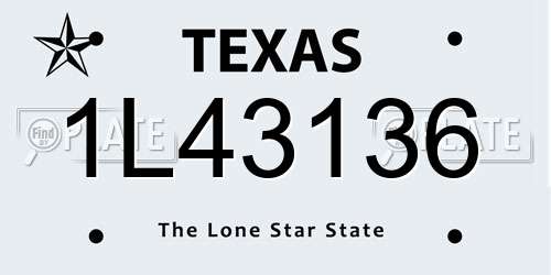 1L43136 Texas License Plate