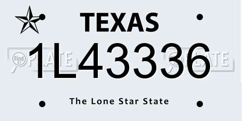 1L43336 Texas License Plate