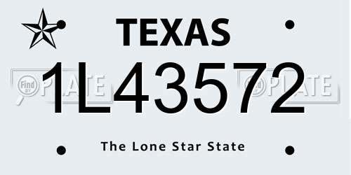 1L43572 Texas License Plate