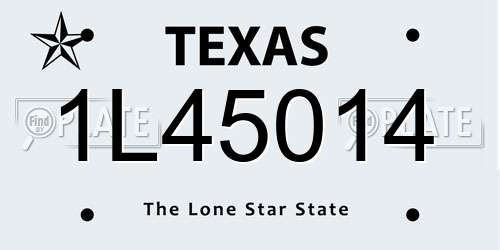 1L45014 Texas License Plate