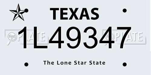 1L49347 Texas License Plate