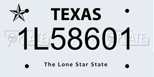 1L58601 Texas License Plate