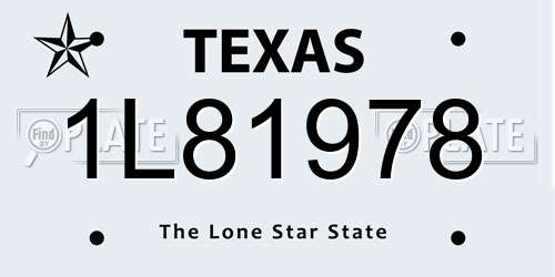 1L81978 Texas License Plate