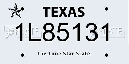 1L85131 Texas License Plate