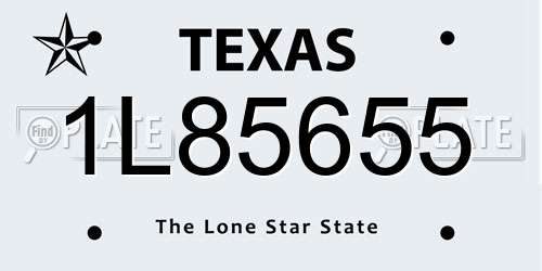 1L85655 Texas License Plate