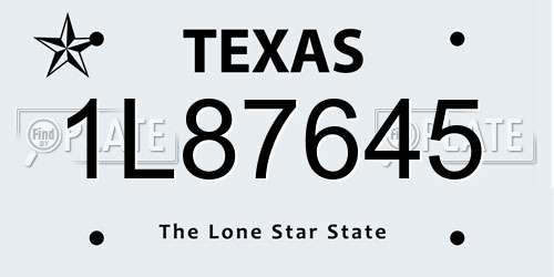 1L87645 Texas License Plate