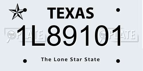 1L89101 Texas License Plate