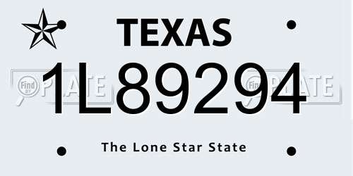 1L89294 Texas License Plate