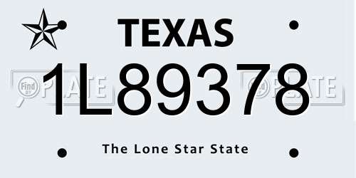 1L89378 Texas License Plate