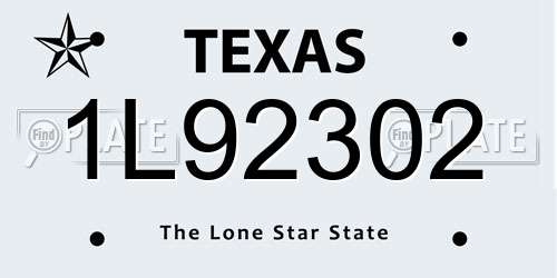 1L92302 Texas License Plate