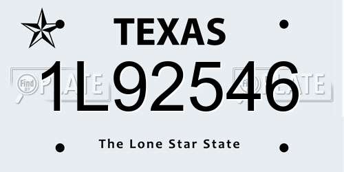 1L92546 Texas License Plate