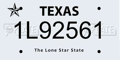 1L92561 Texas License Plate