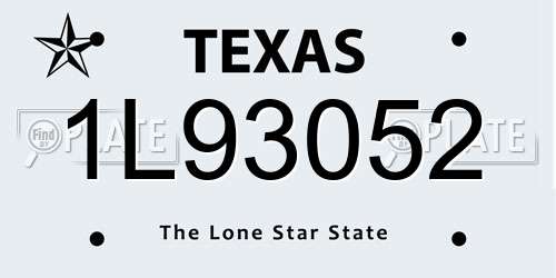 1L93052 Texas License Plate
