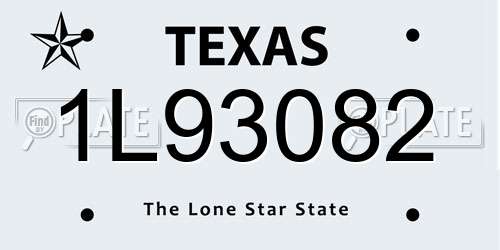 1L93082 Texas License Plate