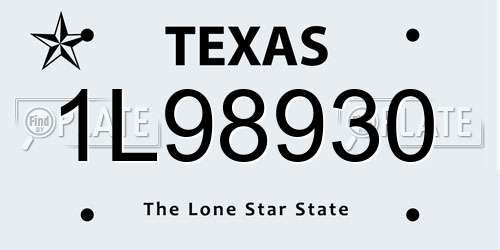 1L98930 Texas License Plate