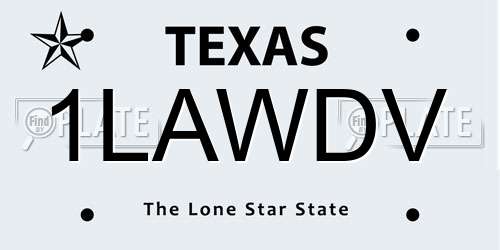1LAWDV Texas License Plate