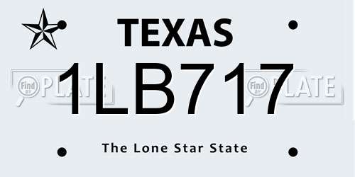 1LB717 Texas License Plate