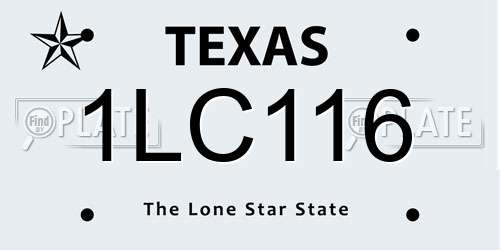 1LC116 Texas License Plate