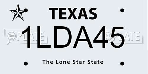 1LDA45 Texas License Plate
