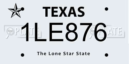 1LE876 Texas License Plate