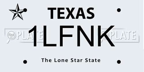 1LFNK Texas License Plate