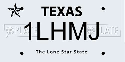 1LHMJ Texas License Plate