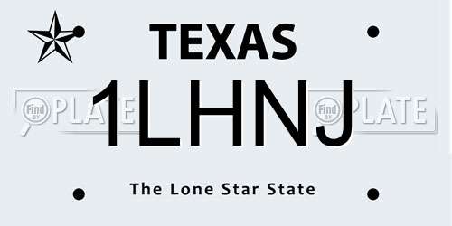 1LHNJ Texas License Plate